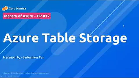 Azure Table Storage - "Mantra of Azure EP#12"