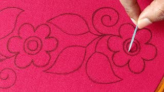 So beautiful border line hand embroidery tutorial,Bordado à mão com linha de borda,التطريز خط الحدود