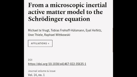 From a microscopic inertial active matter model to the Schrödinger equation | RTCL.TV