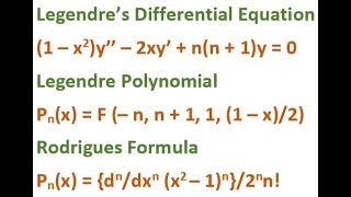 L33: Legendre’s Equation and Rodrigue's Formula (Ordinary Differential Equation M.Sc. Mathematics)