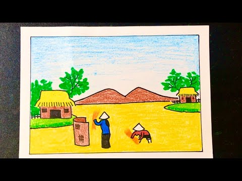Video Vẽ tranh đè tài : PHONG CẢNH QUÊ HƯƠNG EM - YouTube