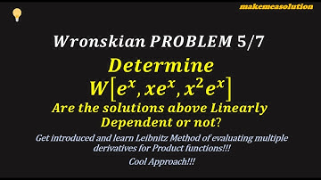 ODE   Linear Dependence or Independence with Wronskian Test   Problem 5 (Intro to Leibniz Theorem)