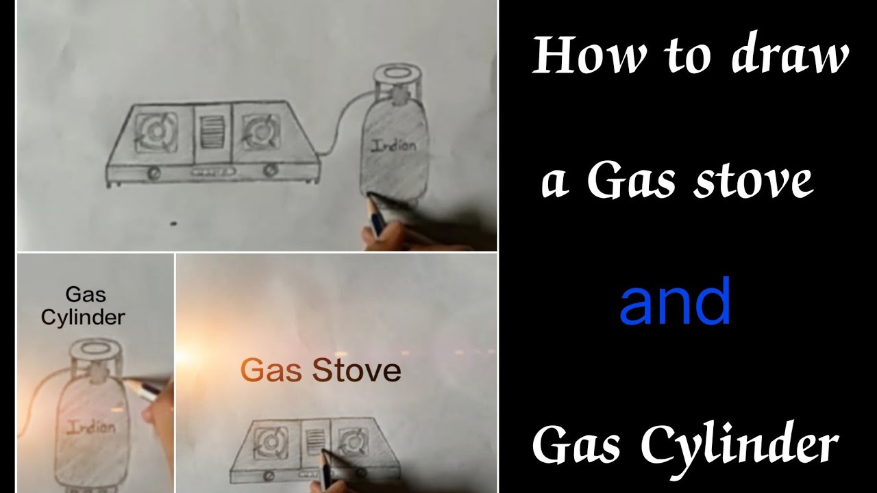 How to draw a Gas stove and Gas cylinder Easy and Simple Art
