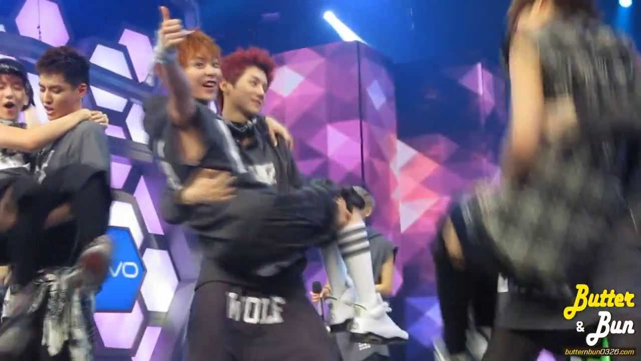 [Butter&Bun]130604 HAPPYCAMP RECORDING LUMIN WEIGHTLIFTING T^T 시우민X루한