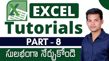 Ms Excel in Telugu Part 8  || Learn Excel  Basics || Microsoft Excel Tutorials