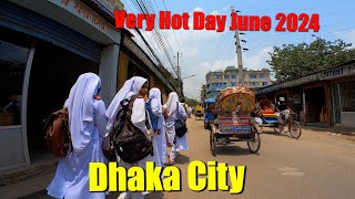 Street Traffic Jam In Dhaka City Lane | Walk Show On JUNE 2024