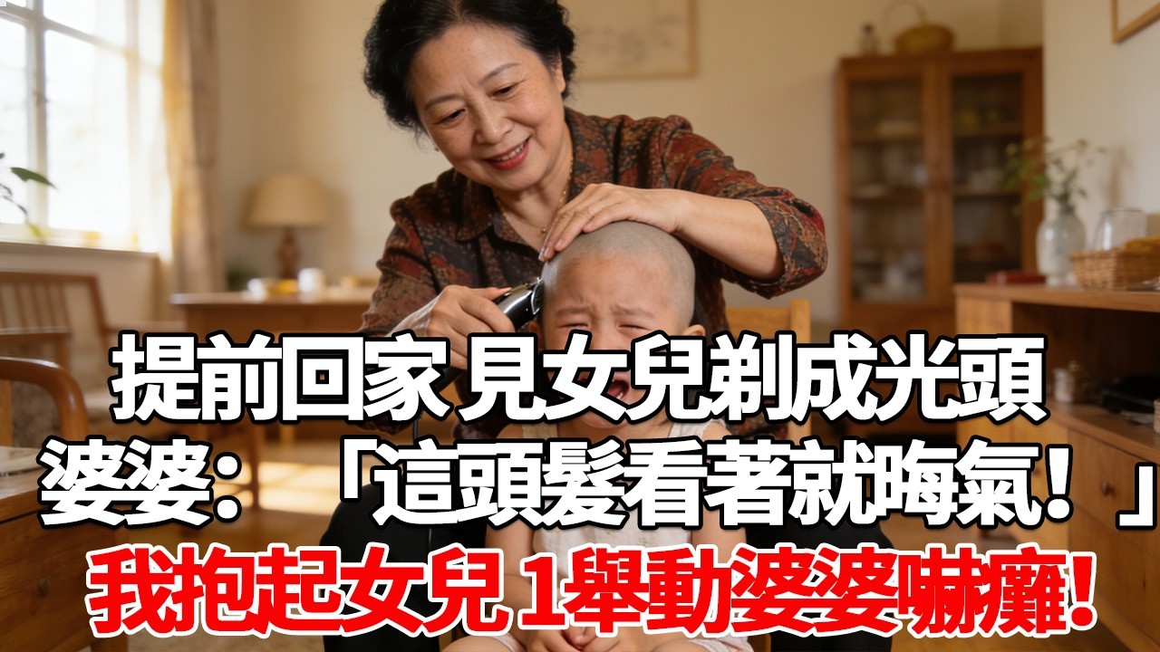 提前回家 見女兒剃成光頭婆婆：「這頭髮看著就晦氣！」我抱起女兒 1舉動婆婆嚇癱！#故事分享 #人生感悟 #情感#為人處世