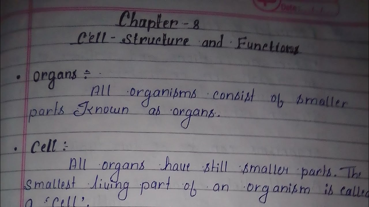 NCERT Science book chapter 8 cell structure and function clean notes ...