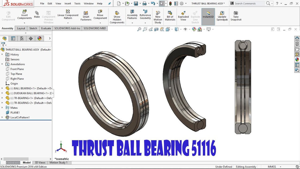 THRUST BALL BEARING 51116 - YouTube