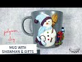 ~JustHandmade~ Polymer clay mug with SNOWMAN &amp; gifts - tutorial  / Christmas / winter mug / DIY