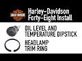 Harley Davidson Sportster headlight trim ring and temperature dipstick install