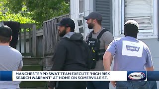 Manchester police SWAT team execute 'high risk search warrant' on Somerville St.