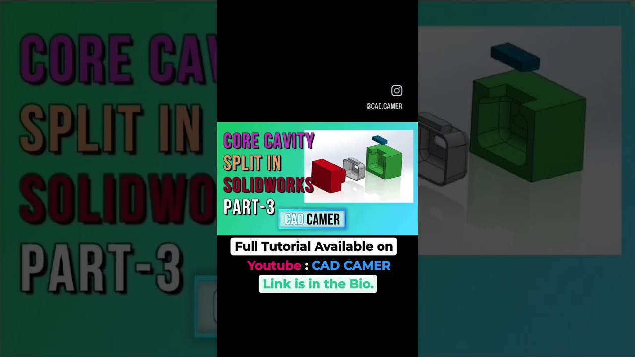 Core Cavity Split Solidworks Tutorial Series Available #shorts #solidworks #tutorial #cad #design