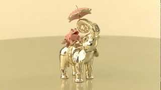 Faberge Style elephant and pink frog trinket box by Keren Kopal Swarovski Crystal Jewelry box