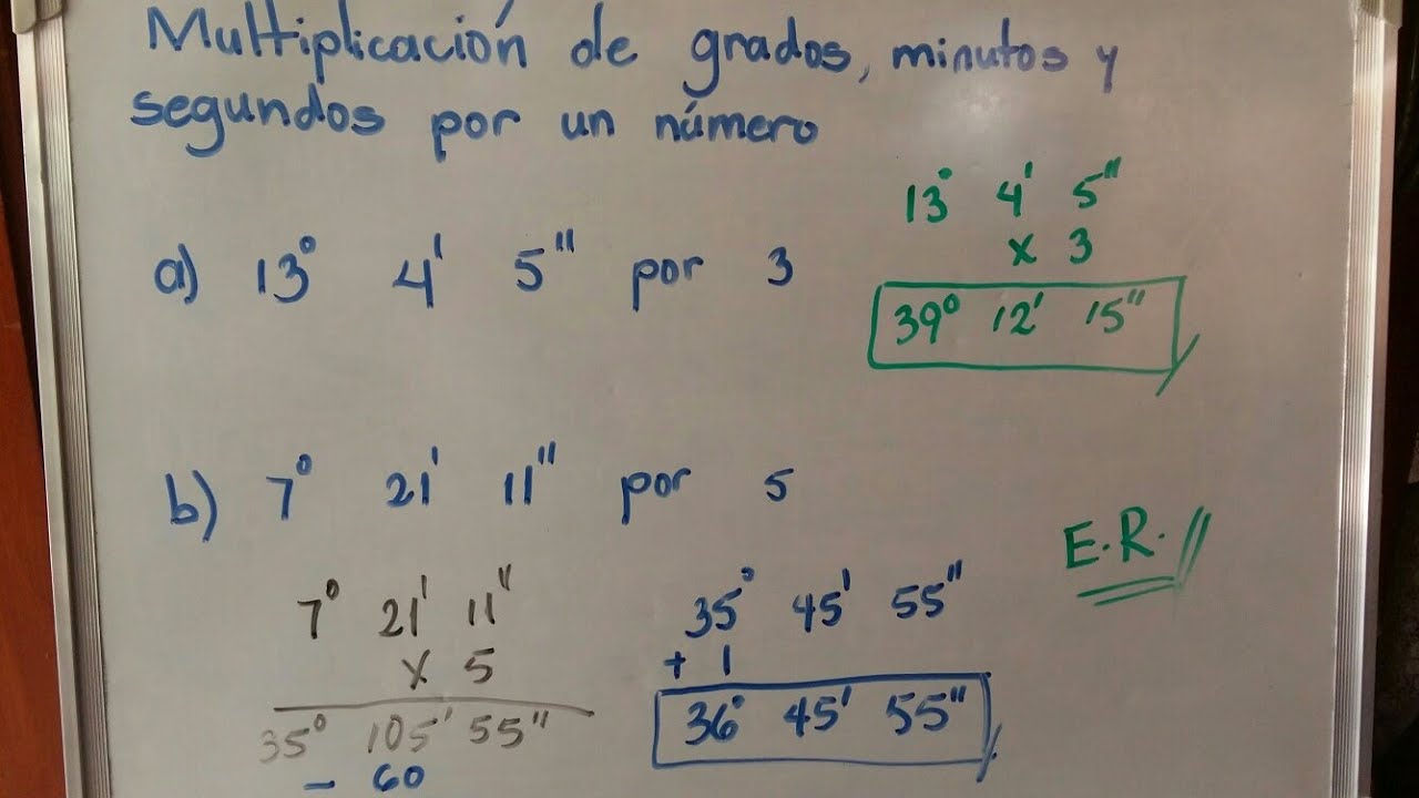 Multiplicación de grados, minutos y segundos por un número. - YouTube