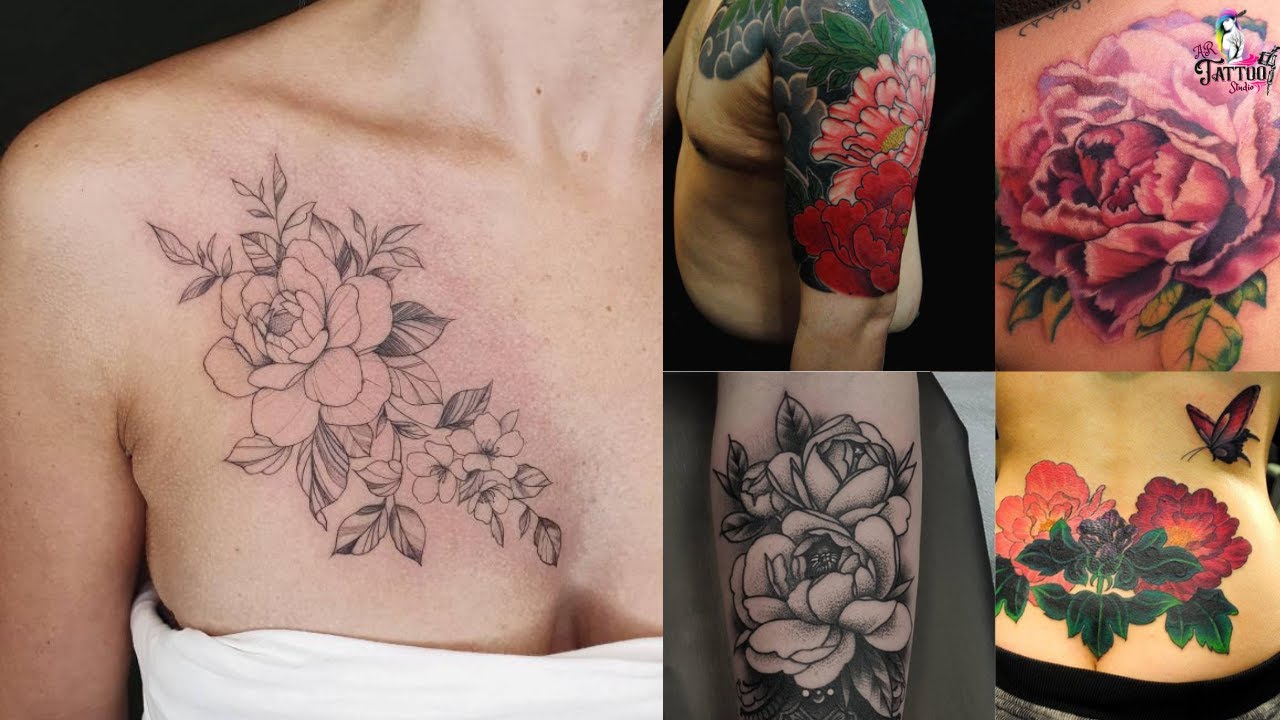 Татуировки с лепестками пиона 2025 | Реалистичные татуировки с пионами для женщин | Модные татуир...