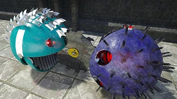 Pacman, Gladiator Robot, and Lava Robot Clash in an Intense Robot Maze Challenge