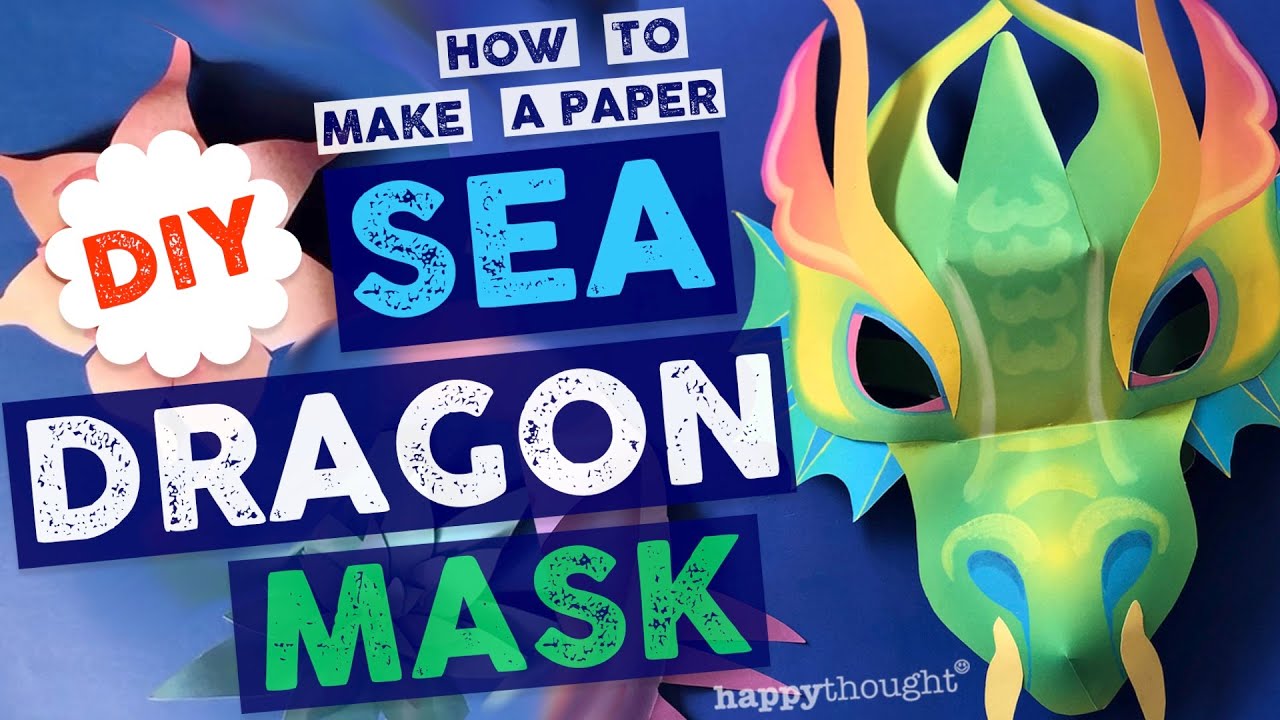Easy DIY Paper Sea Dragon 3D Mask Instantly Download Printable Dragon Mask Template 