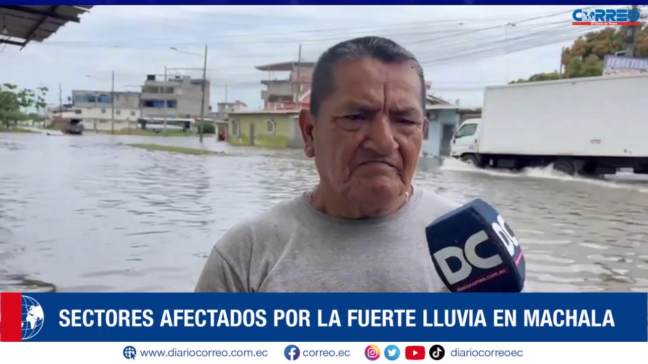Sectores afectados por la fuerte lluvia en Machala