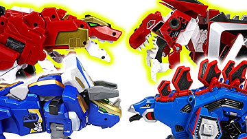 Dino Core Evolution VS Geo Mecha Captaindino! Dinosaur transform robots battle! - DuDuPopTOY