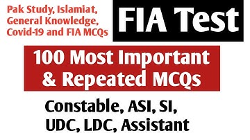 FIA Important MCQs || FIA most Repeated MCQs || FIA Important MCQS for Constable ASI SI LDC UDC| FIA