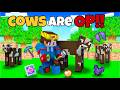 Minecraft but Cow Milk Gives Unlimited OP Gear