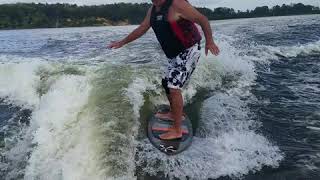ESPN PRESENTS: Wake surfing on a Phase 5 Trident and Axis boat. 230 lb. afloat