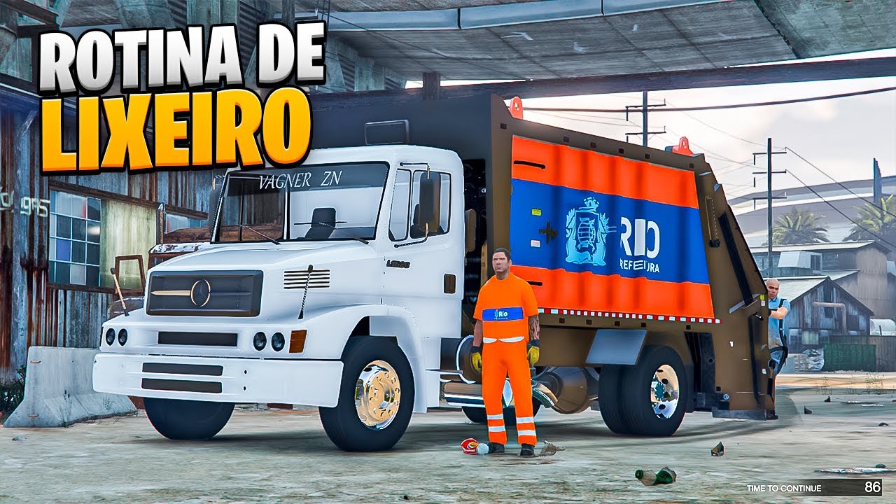 GTA V - Rotina de Lixeiro | CAÇAMBA FICOU PESADA COM TANTO LIXO DA CIDADE!