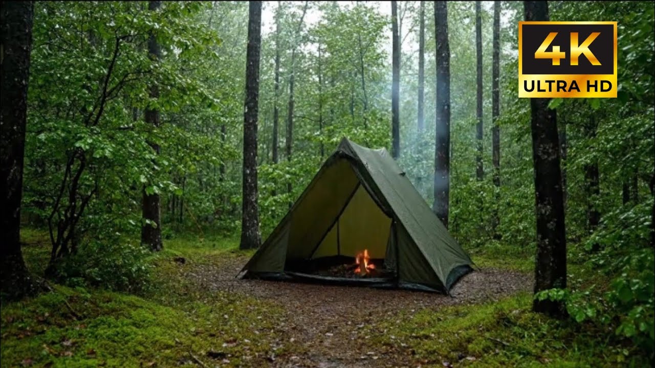 ASMR Rain Tent Camping in Deep Forest | Relaxing Nature Sounds for ...