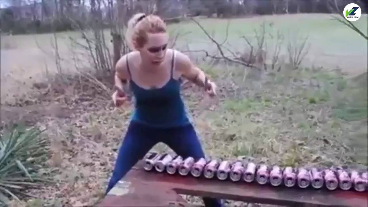 Girl Tries To Smash Cans With Her Boobs - 94.3 KILO