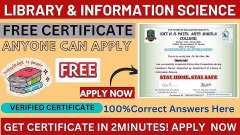 Free Library & Information Science Certificate | Library Science Quiz Certificate | Library Science