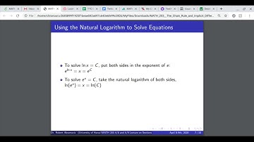 MATH 203 April 8th and 9th Lecture (4.3-4.5): Differentiating Exponential Functions and Logarithms