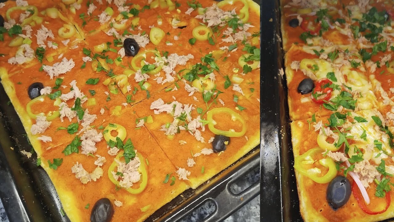 احسن بيتزا كاري بالسميد 😍 | مستحيل تزيدي تشريها من برا و تقطع كمية كبيرة 🍕