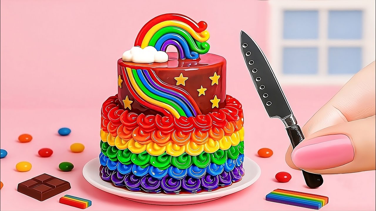 Mini Rainbow Chocolate Cake 🍰🌈 | Satisfying ASMR & Easy Decorating ...