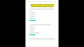 Electrolyte Imbalance NCLEX Review Questions with Complete Solutions