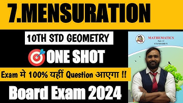 10th Std Geometry|7.MENSURATION|One Shot Video|Board Exam 2024|Pradeep Giri Sir