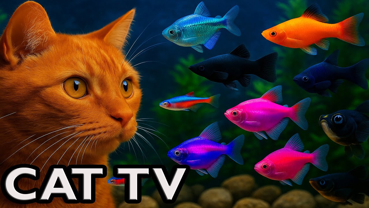 Cat TV Aquarium 4K 🐟 Neon + Mollies — 8 Hours Fish for Cats to Watch. Videos for Cats