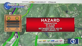 TRAFFIC: Route 8 south closed in Thomaston due to overturned tractor trailer