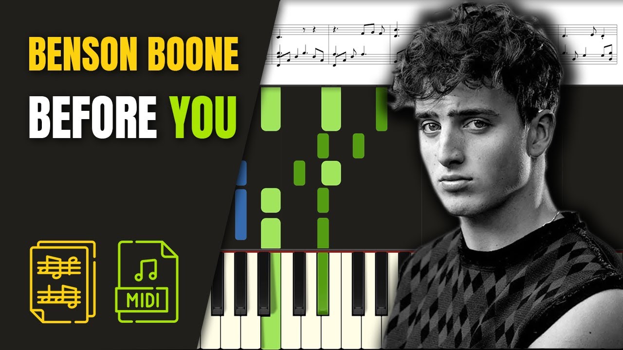 Benson Boone - Before You - [Piano Tutorial] (Synthesia) (Download MIDI ...