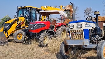 Jcb 3dx Eco Excellence Machine Loading Red Mud In Mahindra and Swaraj Tractor | Jcb Tractor Cartoon