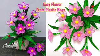 DIY//Easy Flower From Plastic Bags//Cara mudah membuat bunga dari plastik kresek