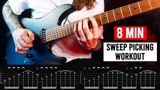 ULTIMATE 8 MIN SWEEP PICKING WORKOUT - arpeggios, finger rolling, legato!