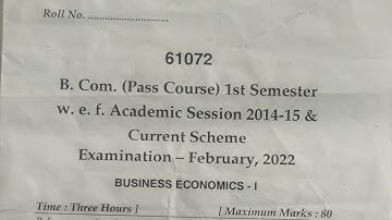 MDU B.Com Business Economics 1st semester, February 2022 Question Paper