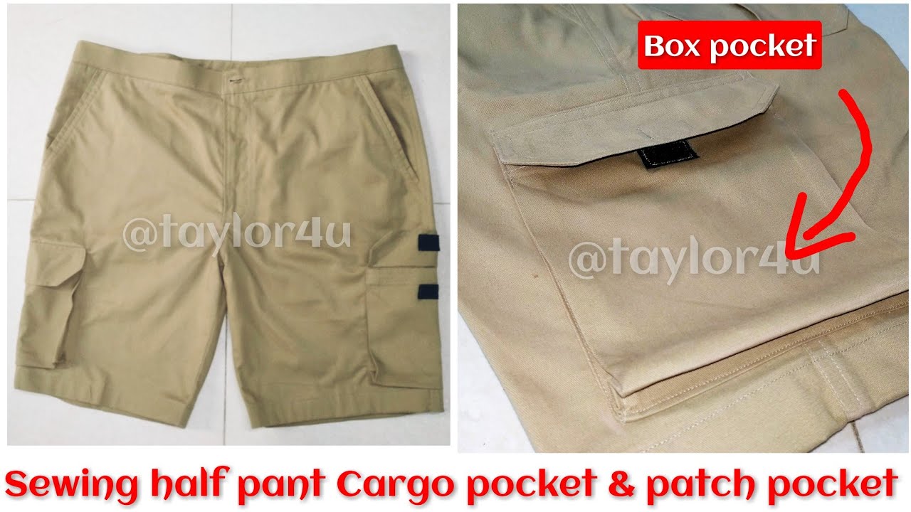 ✂️Easy tricks to sew Cargo pocket in half pant and patch pocket, Box pocket