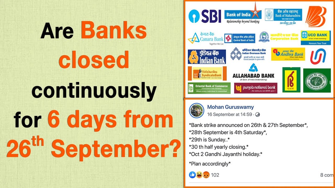 Are Banks Closed Continuously For 6 Days From 26th September Factly