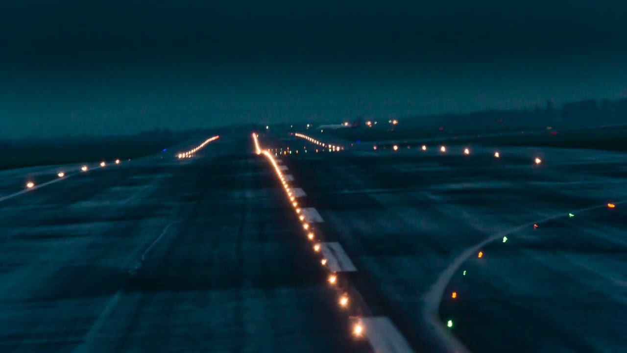 Misty Airport Before Dawn ✈️Blue Hour Runway Ambient Soundscape (30 min)