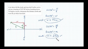 Distance Traveled North and West Given a Bearing