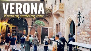 VERONA, evening walking tour (Veneto) Italy walking tour in 4k.