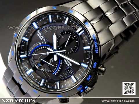 Casio Edifice Solar Chronograph 100M Black Blue Sport Watch EQS-A500DC ...