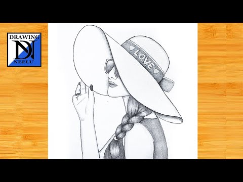 How to draw a Girl wearing hat - Step by Step || Pencil sketch tutorial || Easy drawing || Drawing